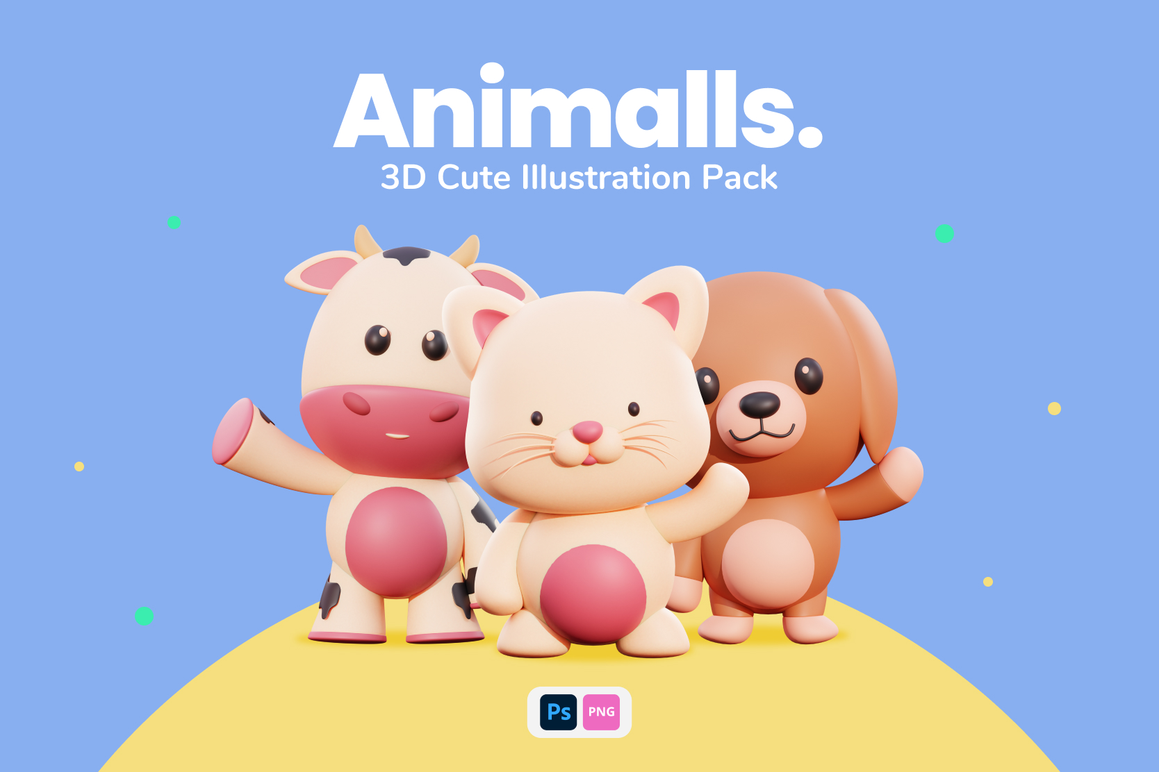 Premium Cute Animals 3D Illustration pack from Animal 3D Illustrations