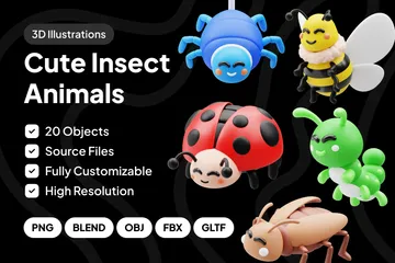 Animaux insectes mignons Pack 3D Icon