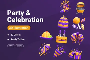 Aniversário e festa Pacote de Icon 3D