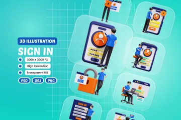 Anmelden 3D Illustration Pack