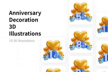 Anniversary Decoration 3D Illustration Pack
