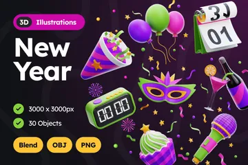 Ano Novo Pacote de Icon 3D