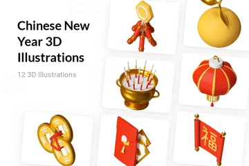 Ano Novo Chinês Pacote de Illustration 3D