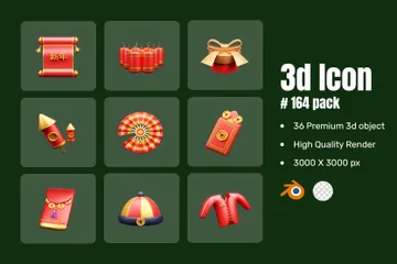 Ano Novo Chinês Pacote de Icon 3D