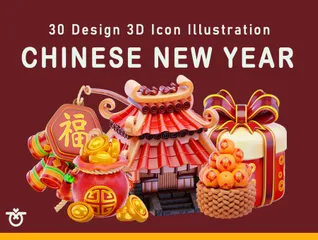 Ano Novo Chinês Pacote de Icon 3D