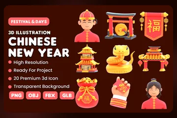 Ano Novo Chinês Pacote de Icon 3D