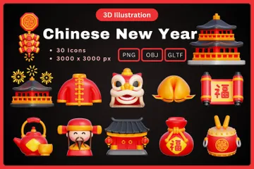 Ano Novo Chinês Pacote de Icon 3D