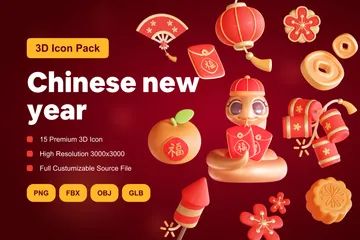 ano Novo Chinês Ilustração 3D Pack