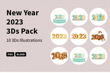 Año nuevo 2023 Paquete de Illustration 3D