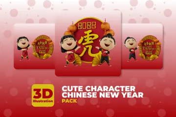Año Nuevo Chino Paquete de Illustration 3D