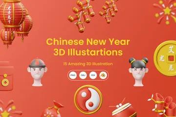 Año Nuevo Chino Paquete de Illustration 3D