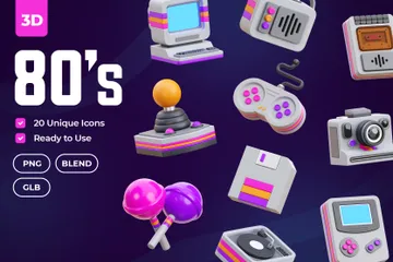 Década de oitenta Pacote de Icon 3D