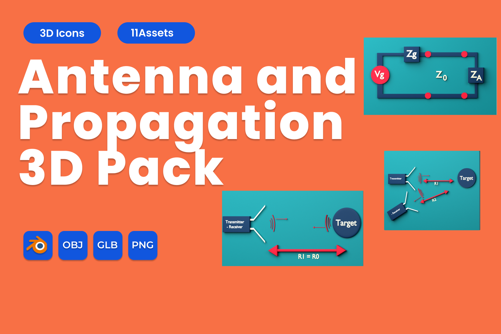 Premium Antenna And Propagation 3D Illustration pack from Science & Technology 3D Illustrations