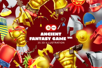 Antikes Fantasy-Spiel 3D Icon Pack