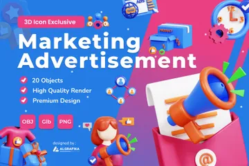 Anúncio de marketing Pacote de Icon 3D