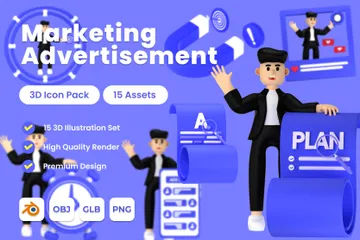 Marketing y publicidad Paquete de Illustration 3D