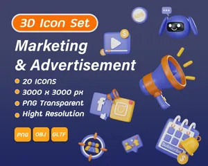 Marketing y publicidad Paquete de Icon 3D