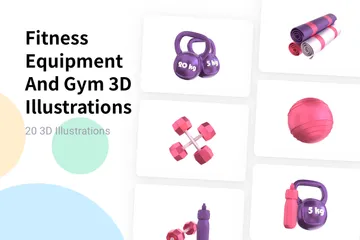 Equipos de fitness y gimnasio. Paquete de Illustration 3D