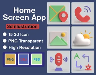 Aplicación de pantalla de inicio Paquete de Icon 3D