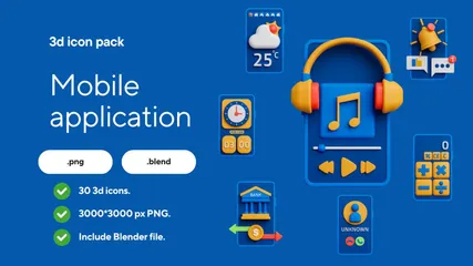 Aplicación para teléfono móvil Paquete de Icon 3D