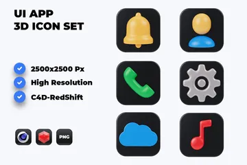 Aplicación de interfaz de usuario Paquete de Icon 3D