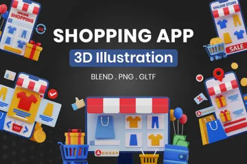 Aplicativo de compras Pacote de Illustration 3D