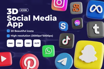 Free Aplicativo de mídia social Pacote de Icon 3D