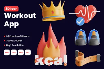 Aplicativo de treino Pacote de Icon 3D