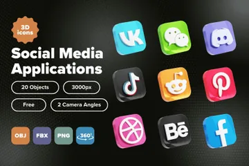 Free Aplicativos de mídia social Pacote de Icon 3D