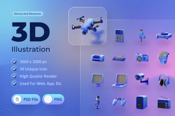 Appareil électronique Pack 3D Illustration
