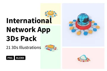 Application de réseau international Pack 3D Icon