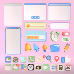 Application UI Elements And UI Frame 3D Icon Pack