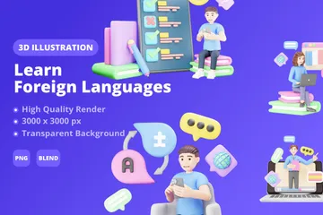 Apprendre une langue étrangère Vol II Pack 3D Illustration