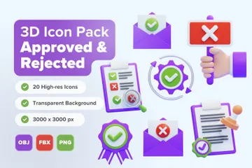 Approuvé et rejeté Pack 3D Icon