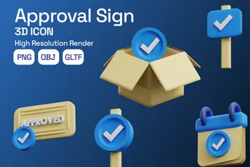 Approval Sign 3D Icon Pack