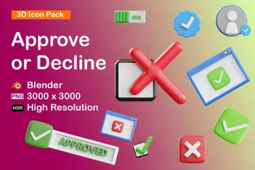 Approve Or Decline 3D Icon Pack
