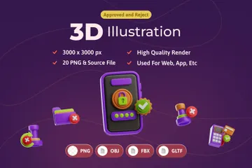 승인 및 거부 3D Icon 팩