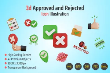 Approved And Rejected 3D Icon Pack