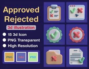 Approved And Rejected 3D Icon Pack