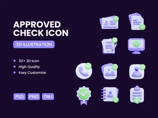 Approved Check 3D Icon Pack