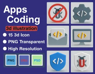 Apps Coding 3D Icon Pack