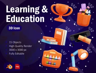 Aprendizagem e Educação Pacote de Icon 3D