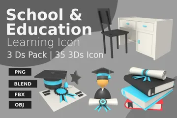 Aprendizagem escolar e educacional Pacote de Icon 3D