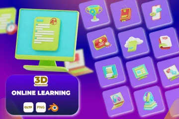 Aprendizagem online Pacote de Icon 3D