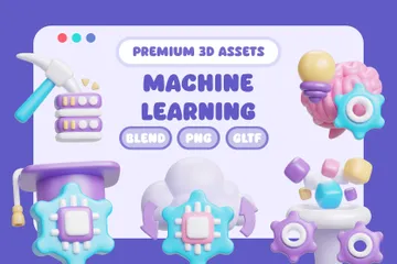 Aprendizaje automático Paquete de Icon 3D