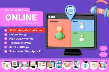 Aprendizaje electrónico Paquete de Icon 3D