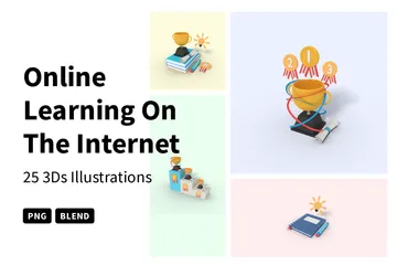 Aprendizaje en línea en Internet Paquete de Illustration 3D