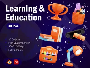 Aprendizaje y educación Paquete de Icon 3D