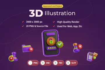 Aprovado e rejeitado Pacote de Icon 3D