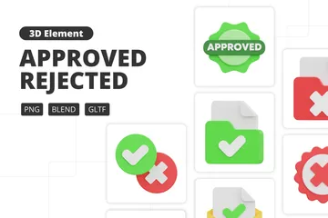 Aprovado e rejeitado Pacote de Icon 3D